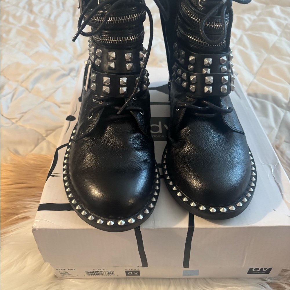 Dolce Vita Stirling Black Studded Boots - Picture 2 of 6